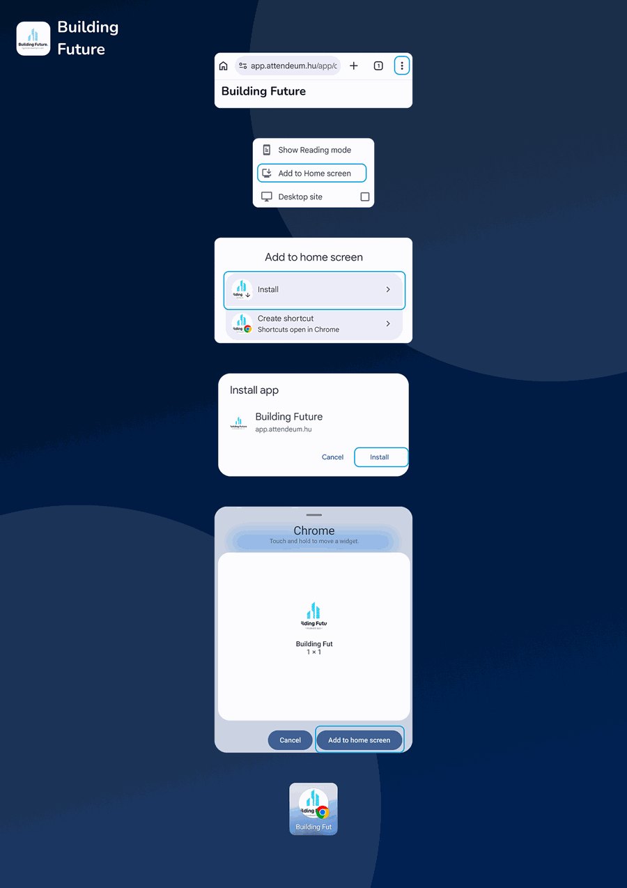 Building Future alkalmazás hozzáadása az Android kezdőképernyőhöz – lépésről lépésre